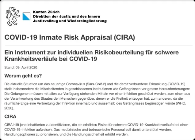COVID-19 Inmate Risk Appraisal (CIRA)